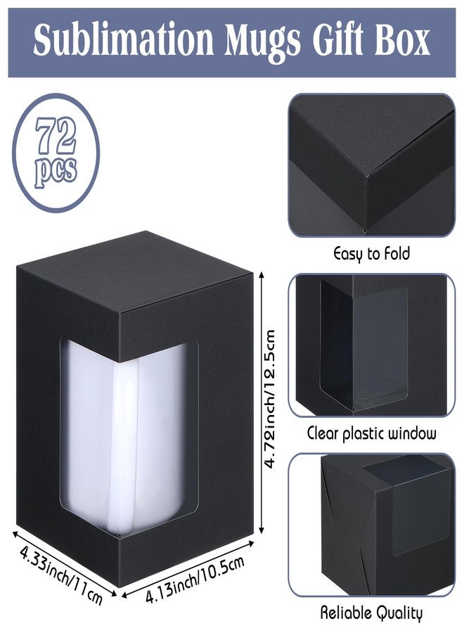 Harloon 72 Pcs Mug Boxes for Gift Coffee Mug Box Transparent Packaging Box for Blanks Sublimation 11oz, 12oz, 15oz Ceramic Blank Coffee Mugs Cups Gift Wrapping(Black) - Image 3